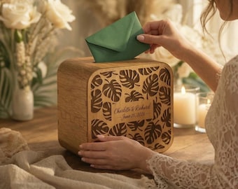 Personalized Wooden Wedding Card Box, Rustic Keepsake, Money Box