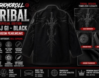 Shoyoroll Tribal BJJ Gi Black Special Edition - 450GSM Pearlweave Jiu jitsu Kimono