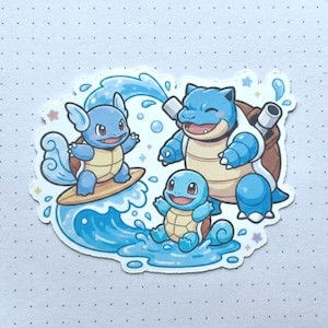 Squirtle Evolution Sticker - Pokemon - Matte Waterproof Vinyl Stickers