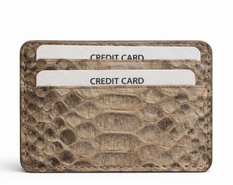 Python leren kaarthouder, minimalistische portemonnee met slangenleer, slanke creditcardhouder