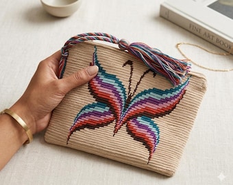 Crochet Butterlfy Wayuu Clutch: Colorful Geometric Boho Mochila – Handwoven Crochet Pattern