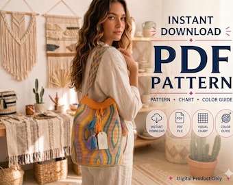 Wayuu Mochila Crochet Graph - Original Design Tapestry-Motif JPG - No Written Instructions-CHART ONLY