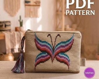 Crochet Butterlfy Wayuu Clutch: Colorful Geometric Boho Mochila – Handwoven Crochet Pattern