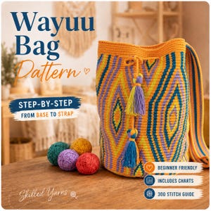 Wayuu Mochila Style Crochet Bag Pattern | Geometric Tapestry Tutorial  (PDF + video Downloads)