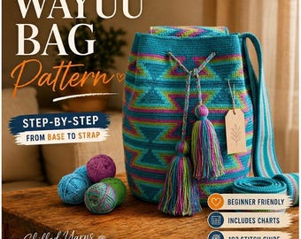Patrón de bolso de ganchillo estilo Wayuu – Tutorial de tapiz geométrico (Descarga en PDF)