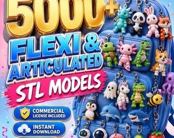 3000+ Articulated Keychain STL Models Bundle | Animals, Dragons, Food (Digital Download)