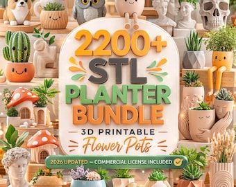 2200+ STL Planter Bundle 3D Printable Flower Pots & Home Decor Digital Download, Modern Designs Collection