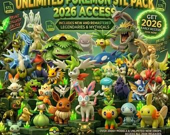Pokemon STL Bundle,  Pokemon Miniatures STL, Pack, Pokemon 3MF + Files, 3D STL Files,
