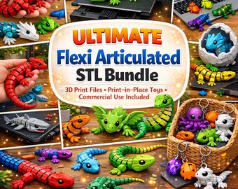 Ultimate Flexi Articulated Animals STL Bundle | Ultimate Print-in-Place Megapack | 3D Fidget Toys | Support-Free STL File | Instant Download