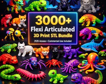 3000+ Flexi Articulated 3D Print STL Bundle – Animals & Toys, Commercial License