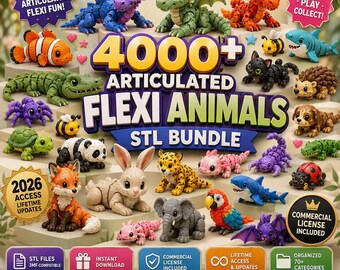 4000+ Articulated Flexi Animals STL Bundle, 3D Printable Animal Toys | Digital Download