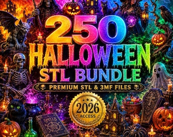 250+ Halloween STL & 3MF Files Bundle | Decors, Clickers, Scary Masks, Figure Toys Hollaween 3D Printing Models
