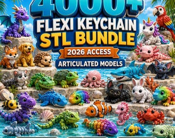 4000+ Flexi Keychain STL Bundle | Print-in-Place Articulated Keychains for 3D Printing | Commercial License