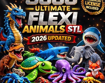 3000+ Flexi Articulated 3D Print STL Bundle – Animals & Toys, Articulated Animal 3D Print Files, Commercial License