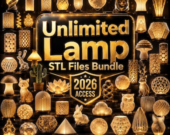 Unlimited Lamp STL Files Bundle, 3d Printable Lamps, Modern Lamp stl, Lithophane Lamps, LED Light