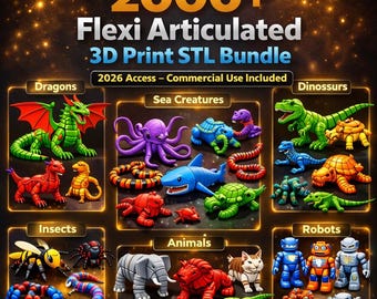 2000+ Flexi Articulated 3D Print STL Bundle – Animals & Toys, Digital Files,  Commercial License