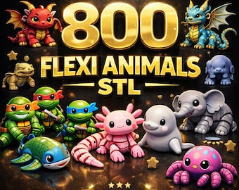 800+ Flexi Animals STL & 3MF Pack | Articulated Animal 3D Print Files | Fidget Toys | Instant Download |  Commercial License