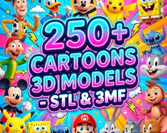 250+ Cartoon 3D Models Bundle STL, 3MF Files, 3D Printable Models (Digital Files)