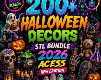 200+ Halloween Decor STL Files Bundle, 3D Print Halloween Decorations, Pumpkin Skull Ghost Gothic Decor, Commercial License