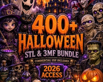 Ultimate Halloween STL Bundle,  400+ Halloween STL Files,  Spooky Decor, Flexi Toys, Key Chains, Commercial Use Included