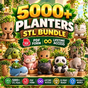 Pacchetto di oltre 5000 fioriere in formato STL / Vasi e fioriere per stampa 3D / Pacchetto di file STL per fioriere da giardino stampabili / Collezione moderna / Licenza commerciale