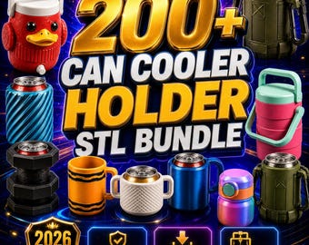 200+ Can Cooler Holder STL Bundle, Beverage Sleeve 3D Print Files, Drink Insulator STL Pack, Commercial use