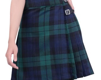 Scottish Tartan Kilts for Women Traditional Tartan pleated women's Kilt (Black Watch)