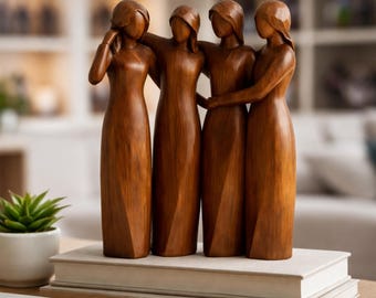 Sisters Resin Figurine, Friendship Sculpture, Women Hugging Statue, Sisterhood Decor