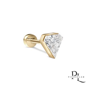 14K Gold Lab Grown Diamond Stud Earring | Invisible Set Silhouette Threaded Flat Back | Helix, Tragus, Conch Piercing Body Jewelry