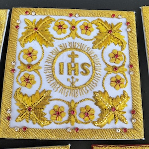 手刺繍のIHS金地金パル｜ビザンチン様式カトリック祭服刺繍