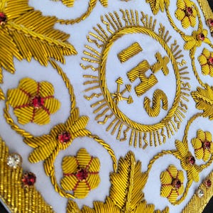 Hand Embroidered IHS Gold Bullion Pall | Byzantine Catholic Vestment Embroidery image 2