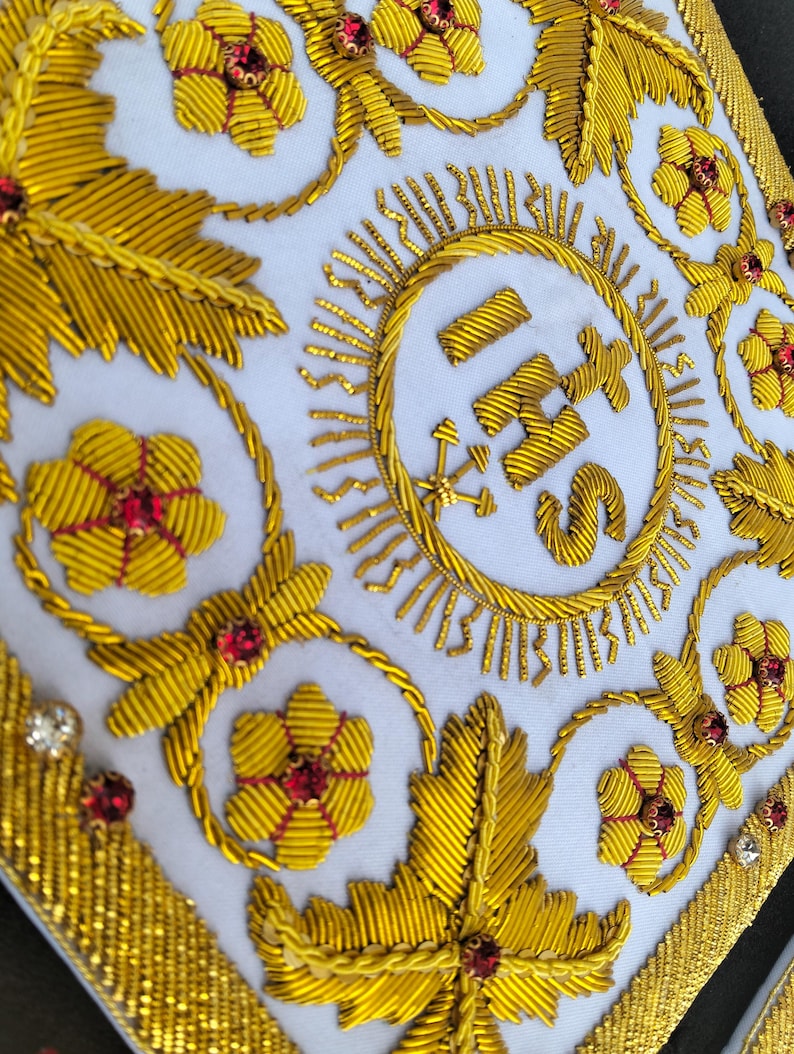 Hand Embroidered IHS Gold Bullion Pall | Byzantine Catholic Vestment Embroidery image 2