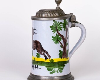 18th Century Beer Stein | Antique Faience Tankard | c1790
