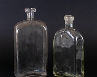 Pair of 19th Century Flasks | Antique Liquor Bottles | c1850s