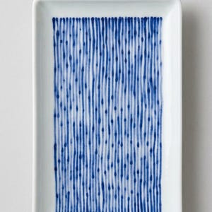 Japanese Blue White Ceramic Sushi Plate, Rectangular Tapas Serving Dish, Modern Minimalist Serving Tray, Butter Plate