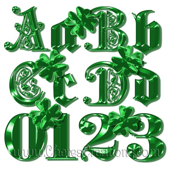 Fancy Green Alphabet Digital Scrapbook Kit Etsy