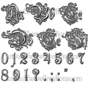 Fancy Silver Alphabet Digital Scrapbook Kit