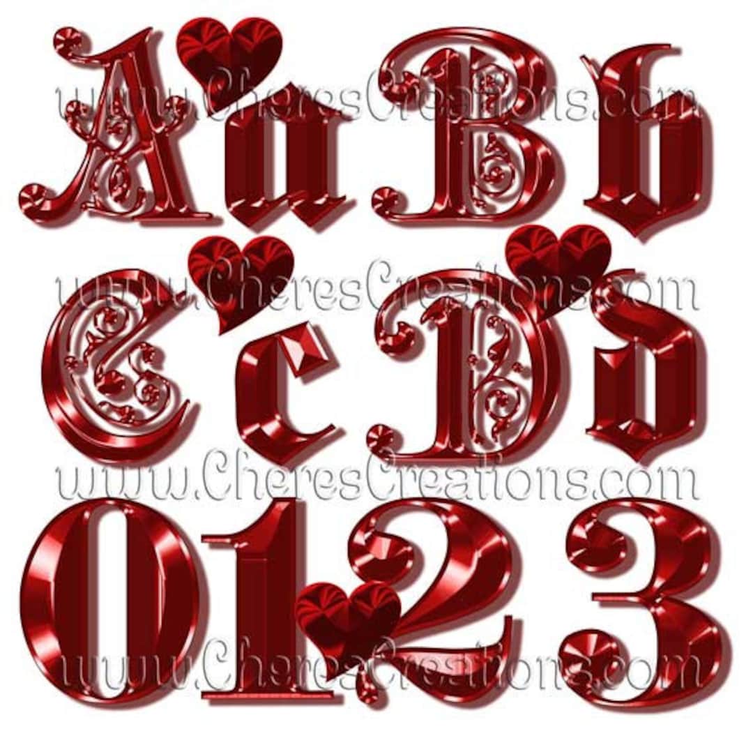 Fancy Red Alphabet Digital Scrapbook Kit - Etsy