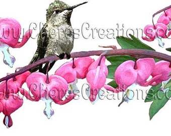 Bleedingheart and Hummingbird Digital Clip Art Sheet