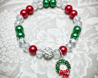 christmas bracelet pearl bracelet charm bracelet stretchy bracelet stretchy bracelet christmas jewelry green and red bracelet pearls - Christmas Jewelry christmas bracelet pearl bracelet charm bracelet stretchy bracelet stretchy bracelet christmas jewelry green and red bracelet pearls - Christmas Jewelry