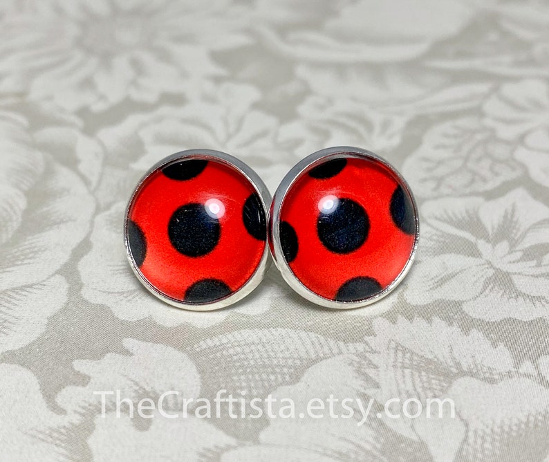 Lieveheersbeestje Oorbellen, Lady bug Stud Oorbellen Halloween Kostuum, Lieveheersbeestje Halloween, Lieveheersbeestje Kostuum, Bestseller Lieveheersbeestje Kostuum afbeelding 1