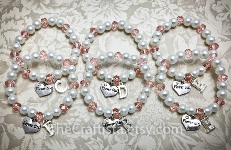 Personalized Flower Girl Bracelet w/ Initial CP Flowergirl Etsy
