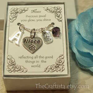 Personalized Niece Necklace With Birthstone and Initial -- N01 -- Niece Necklace --  Birthstone Necklace -- Personalized Gift
