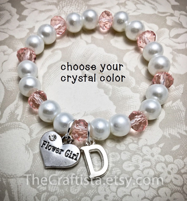 Personalized Flower Girl Bracelet w/ Initial CP Flowergirl Etsy