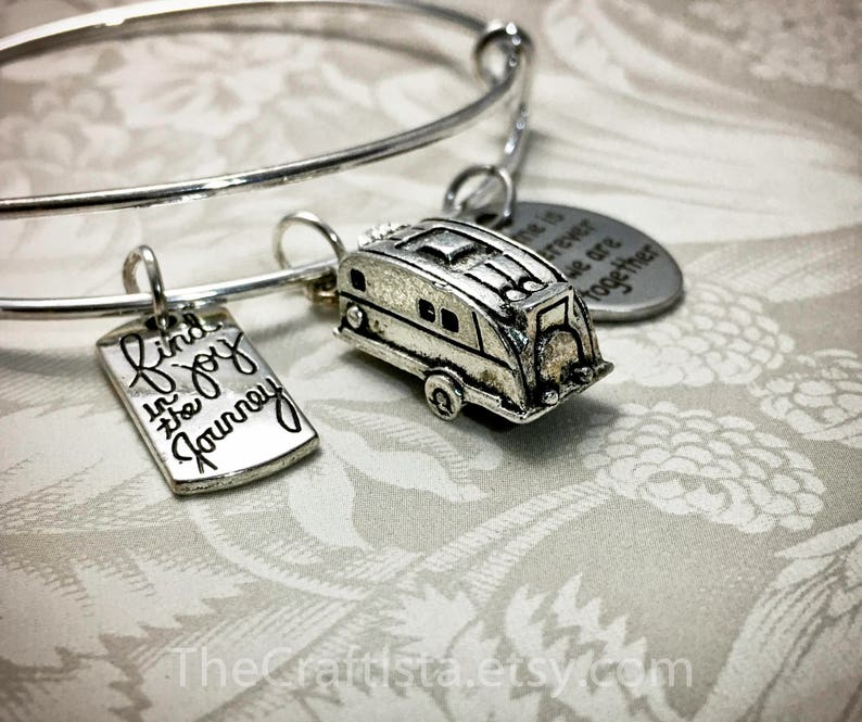 CAMP Camping Bracelet Camper Bangle Campfire Charm Etsy