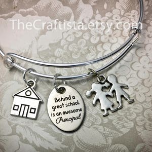 PR, Personalized Principal Bangle, School Principal Gift, Principal  Jewelry, Principal  Charm, Kids Charm, Principal Gifts, Principal Charm
