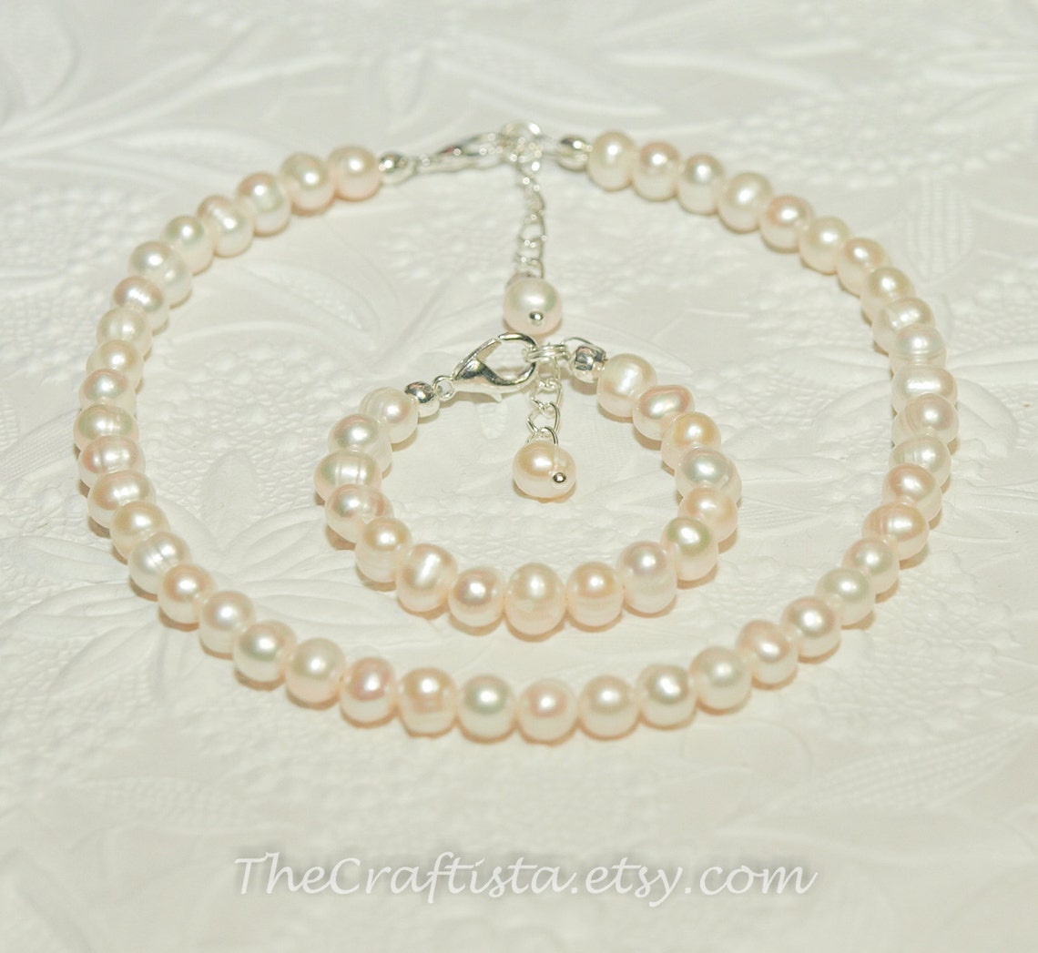 Baby Pearl Necklace and Bracelet Authentic Freshwater Etsy