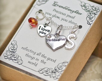 Personalized Granddaughter Necklace w/ Birthstone and Initial, GDD, Birthstone Necklace, Personalized Gift, Granddaughter gift, kids jewelry