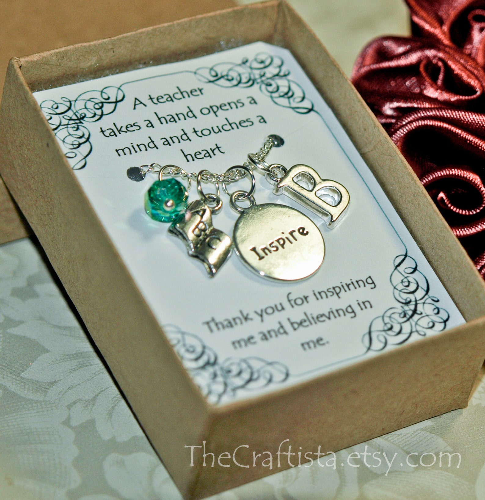 Personalized Teacher Necklace With Birthstone and Initial, T03 Teacher ...