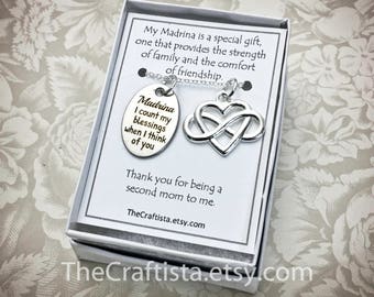 MDN, Madrina Necklace, Baptism, Pearl Necklace, Madrina Gift, Madrina Jewelry, Madrina Pendant, Madrina Quote, Madrina Charms, Madrina Gifts
